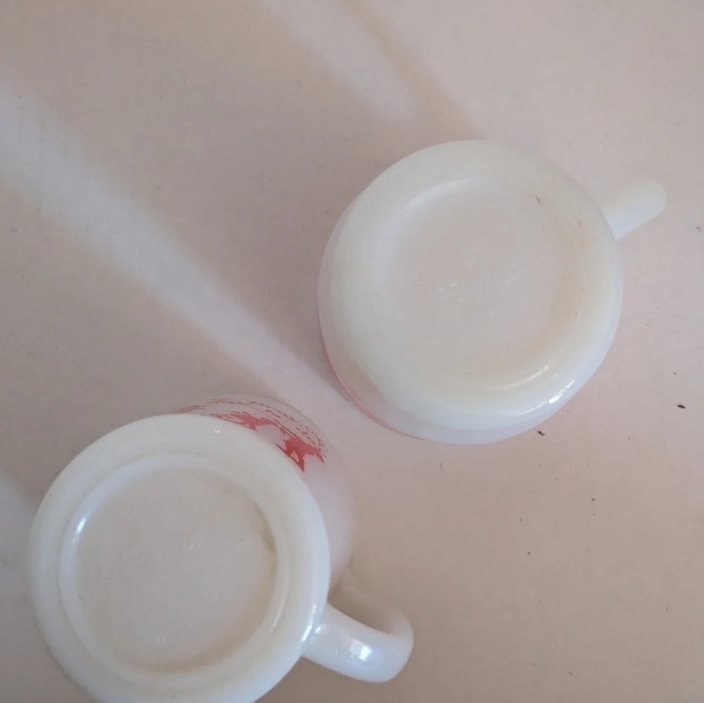 Rare Vintage Fire King Christmas Milk Glass Coffee/tea mugs.